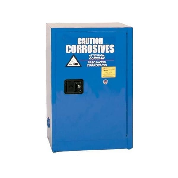 Corrosive Metal Safety Cabinet- 12 Gal/1 Shelf/1 Door/Man. Close- Blue